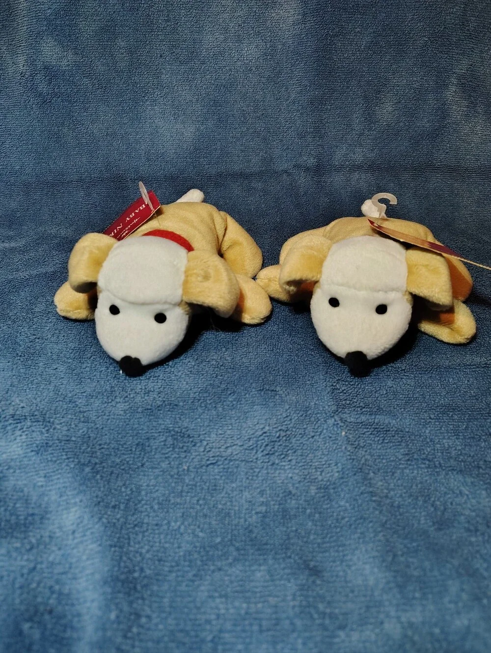 Hallmark Plush Puppy Dog Toys - Cream and White with Red Collar